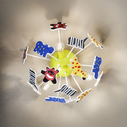 Redo 04-514 - Kids' ceiling light SAFARI 3xE14/28W/230V Ø 41 cm multicolored