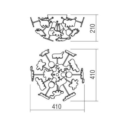Redo 04-514 - Kids' ceiling light SAFARI 3xE14/28W/230V Ø 41 cm multicolored