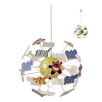 Redo 04-515 - Children's chandelier on a string SAFARI 4xE14/28W/230V d. 35 cm colorful
