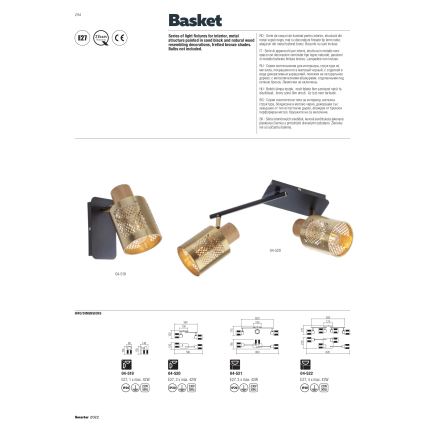 Redo 04-521 - Surface-mounted chandelier BASKET 3xE27/42W/230V bronze