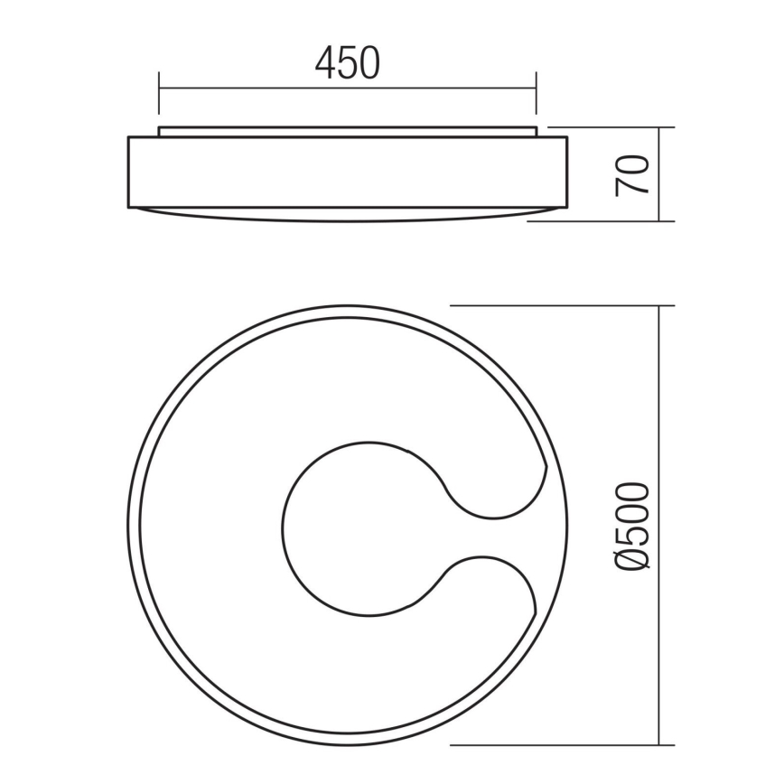 Redo 05-927 - BIGSI LED RGBW Dimmable Ceiling Light LED/48W/230V 3000-6500K Ø 50 cm Black + Remote Control