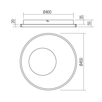 Redo 05-959 - LED Dimmable ceiling light SINTESI LED/45W/230V d. 45 cm 3000-6000K + remote control