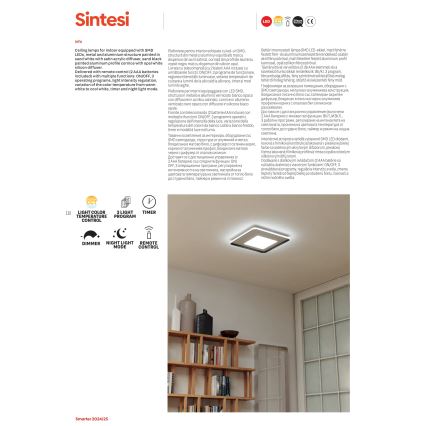 Redo 05-961 - LED Dimmable ceiling light SINTESI LED/53W/230V 45x45 cm 3000-6000K + remote control