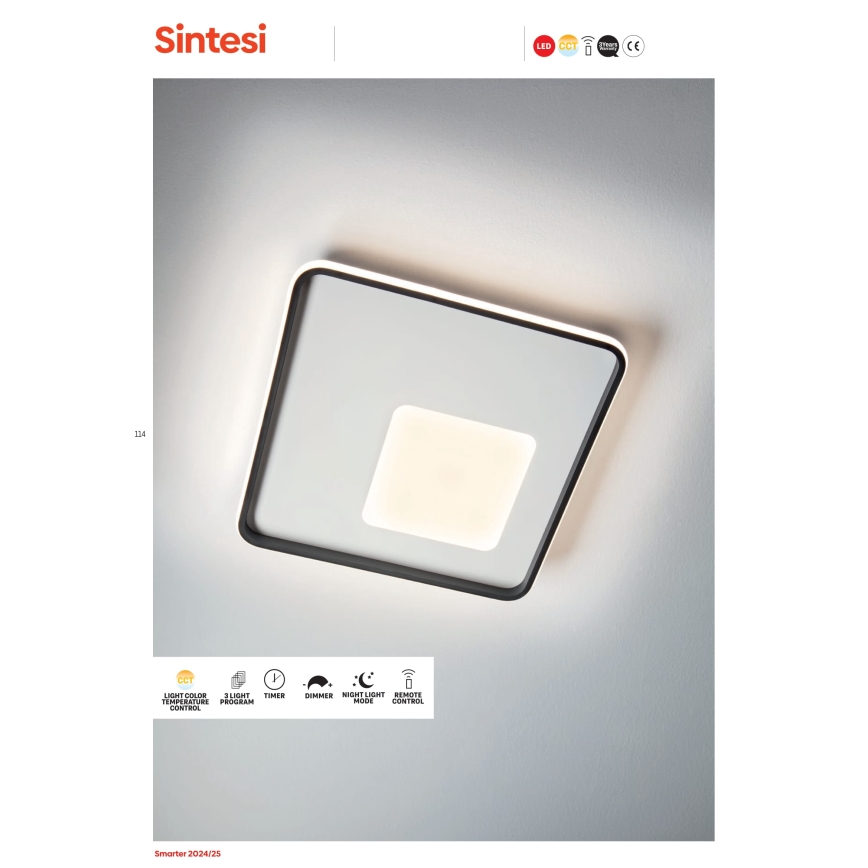 Redo 05-961 - LED Dimmable ceiling light SINTESI LED/53W/230V 45x45 cm 3000-6000K + remote control