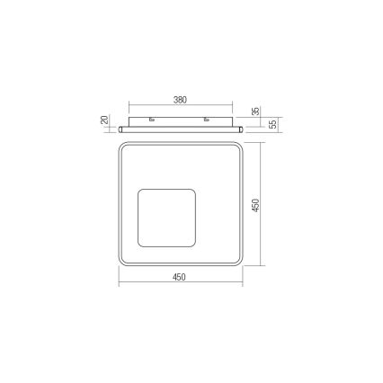 Redo 05-961 - LED Dimmable ceiling light SINTESI LED/53W/230V 45x45 cm 3000-6000K + remote control