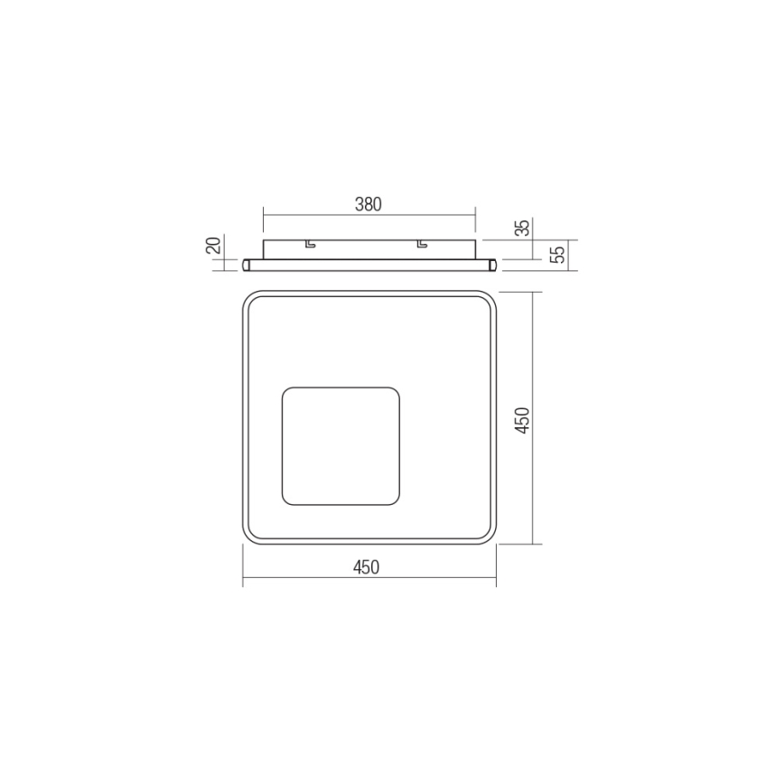 Redo 05-961 - LED Dimmable ceiling light SINTESI LED/53W/230V 45x45 cm 3000-6000K + remote control
