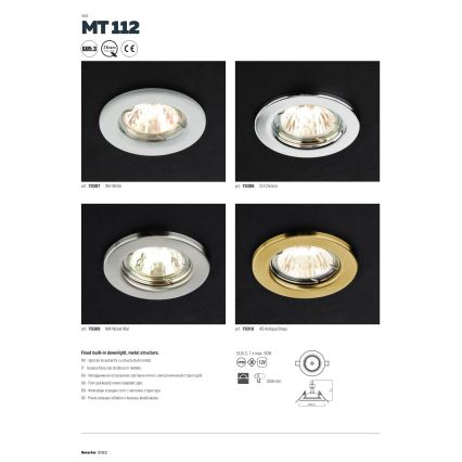 Redo 70307 - Recessed light MT 1xGU5,3/50W/12V white