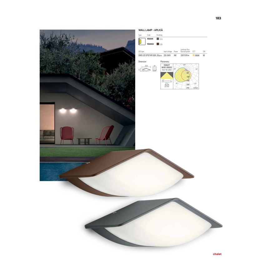 Redo 90002 - Outdoor LED wall light CHALET 1xLED/8W/230V IP54