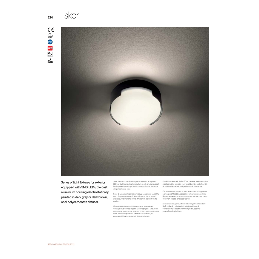 Redo 90004 - LED Outdoor ceiling light SKOR LED/12W/230V d. 15 cm IP54 brown