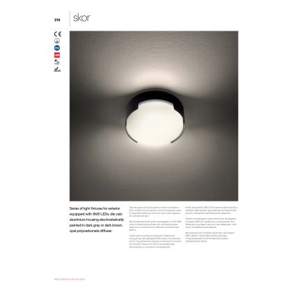 Redo 90006 - LED Outdoor ceiling light SKOR LED/16W/230V d. 25 cm IP54 brown