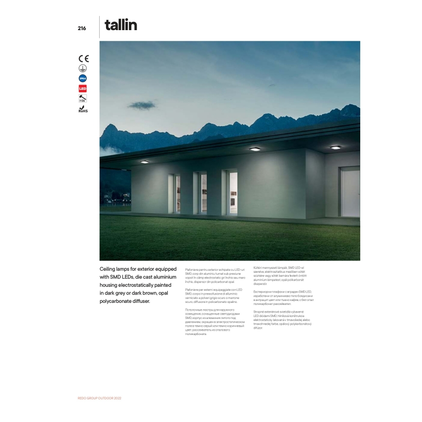 Redo 90008 - LED Outdoor ceiling light TALLIN LED/21W/230V 24,5x24,5 cm IP54 brown