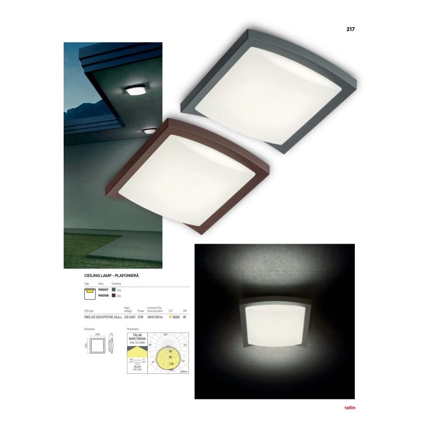 Redo 90008 - LED Outdoor ceiling light TALLIN LED/21W/230V 24,5x24,5 cm IP54 brown
