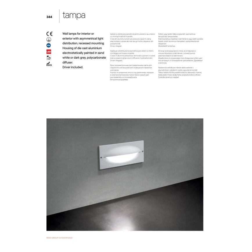 Redo 90009 - LED Outdoor Orientation Light TAMPA LED/11W/230V IP54 White