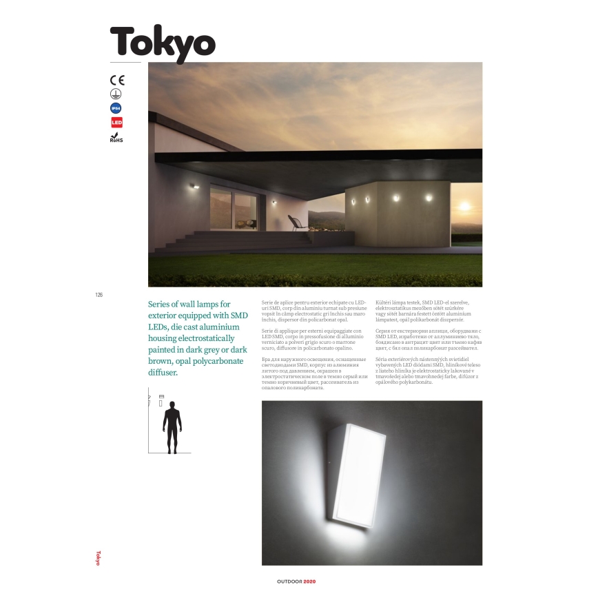 Redo 90015 - LED Outdoor wall light TOKYO LED/12W/230V IP54