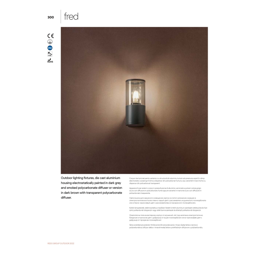 Redo 90047 - Outdoor wall light  FRED 1xE27/20W/230V IP54