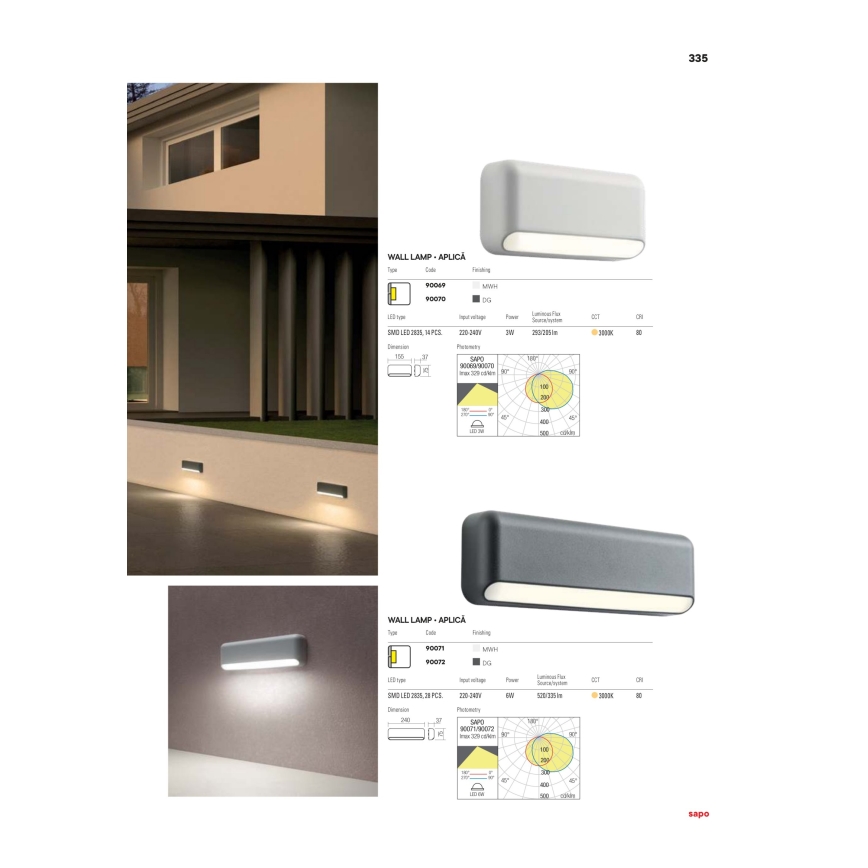 Redo 90070 - Outdoor LED wall light SAPO 1xLED/3W/230V IP65