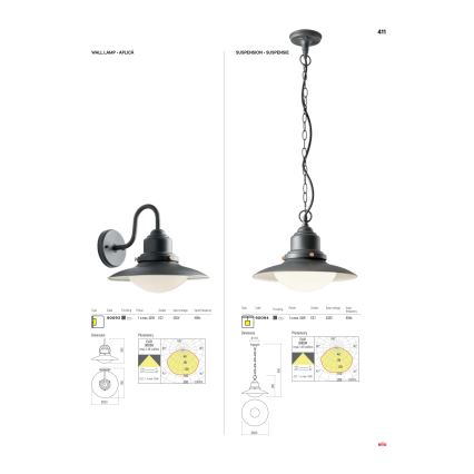 Redo 90094 - Outdoor chandelier on a chain ELIO 1xE27/42W/230V IP44