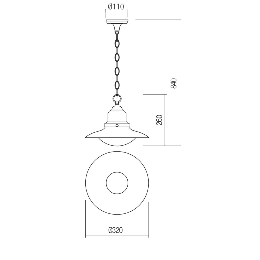 Redo 90094 - Outdoor chandelier on a chain ELIO 1xE27/42W/230V IP44