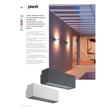 Redo 90096 - LED Outdoor Wall Light PLANIT LED/10W/230V 3000K IP54 Anthracite