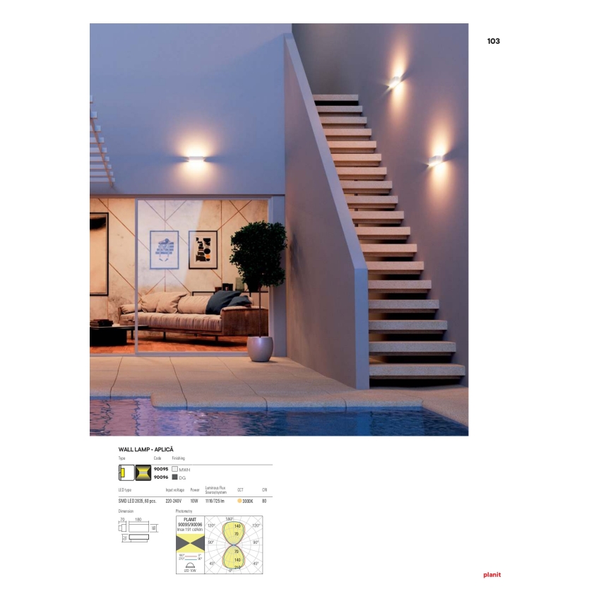 Redo 90096 - LED Outdoor Wall Light PLANIT LED/10W/230V 3000K IP54 Anthracite