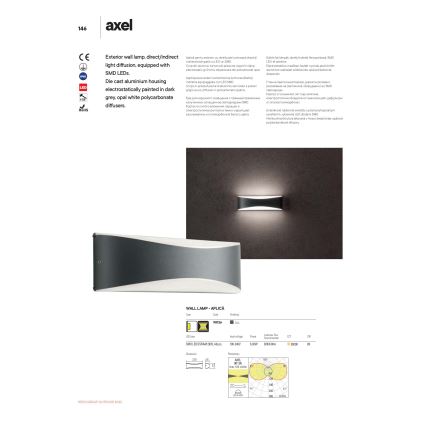 Redo 90126 - LED Outdoor Wall Light AXEL LED/7W/230V 3000 K IP65 Anthracite