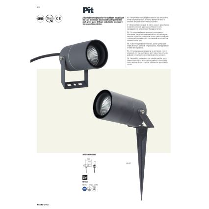 Redo 90183 - Outdoor lamp PIT 1xGU10/35W/230V IP65