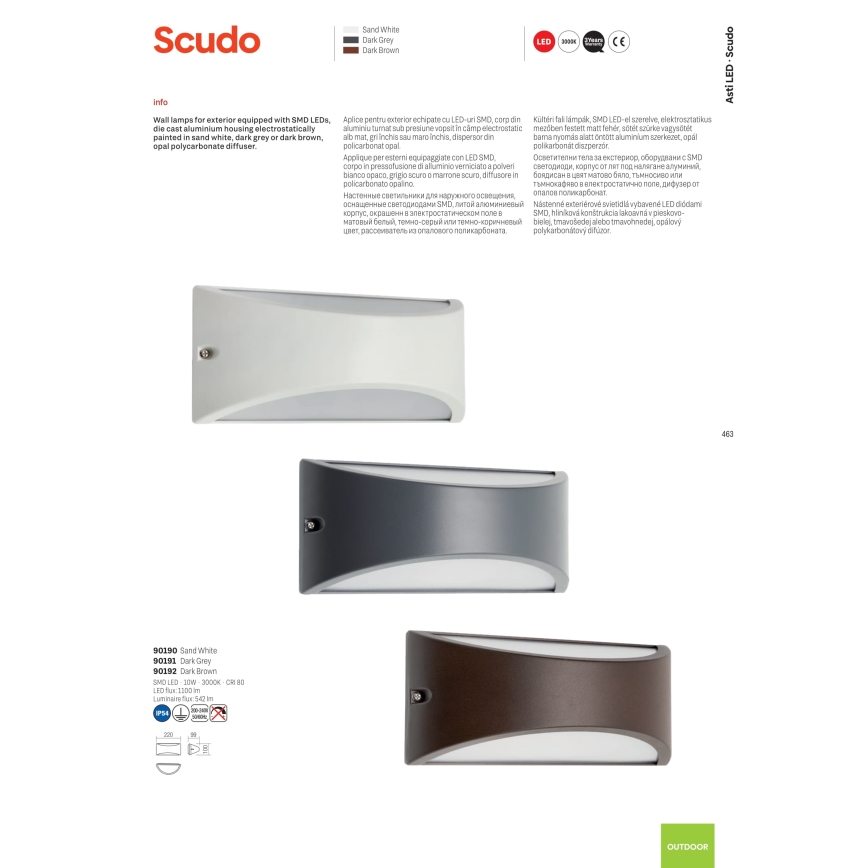 Redo 90192 - LED Outdoor wall light SCUDO LED/10W/230V 3000K IP54 brown