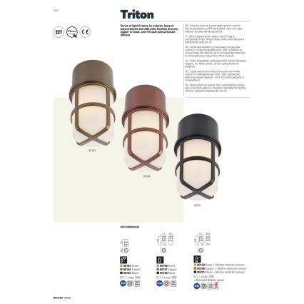 Redo 90200 - Outdoor light with a sensor TRITON 1xE27/28W/230V IP54 copper