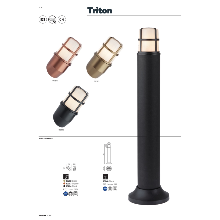 Redo 90204 - Outdoor wall light TRITON 1xE27/28W/230V IP54 black