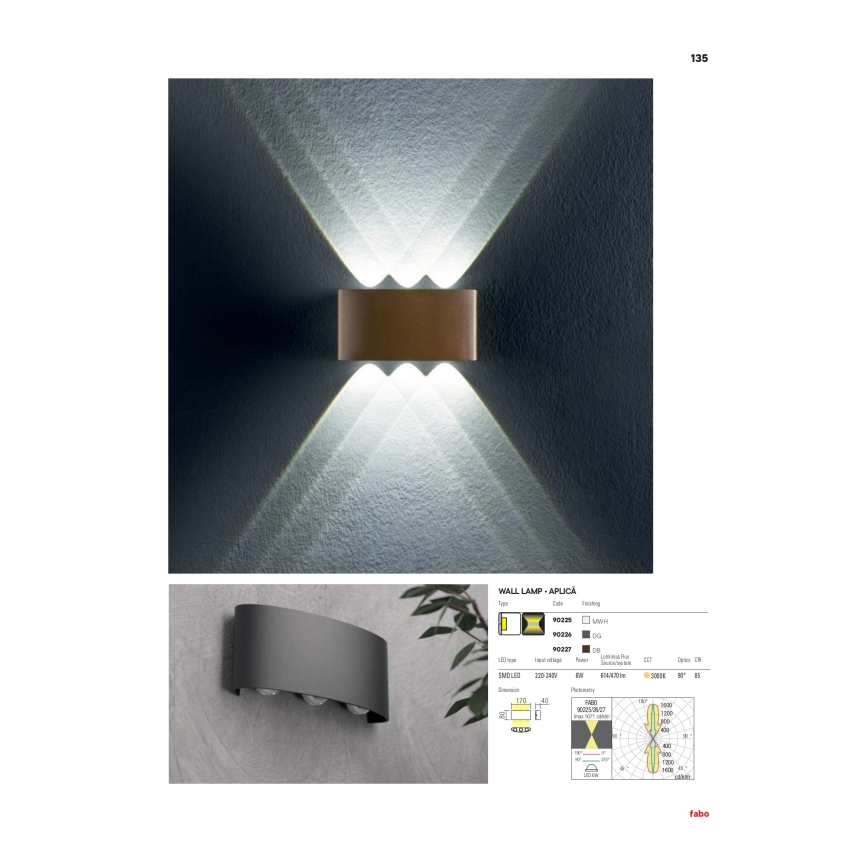 Redo 90227 - LED Outdoor wall light FABO LED/6W/230V 3000K IP54 brown