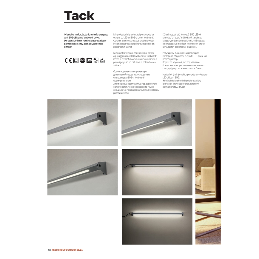 Redo 90242 - LED Outdoor Lamp TACK IP65 LED/15W/230V 3000K IP65 Anthracite