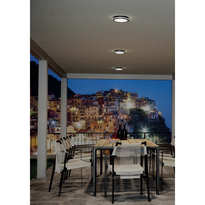Redo 90290 - LED Outdoor ceiling light with sensor ISOLA LED/24W/230V d. 26 cm 3000/4000/6500K IP54 anthracite