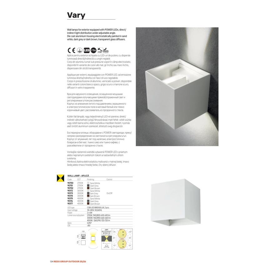 Redo 90302 - VARY LED Outdoor Wall Light 4xLED/5W/230V 3000K IP54 Anthracite