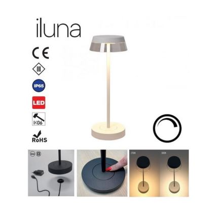Redo 90306 - LED Dimmable touch table lamp ILUNA LED/2,5W/5V 2700-3000K 3000 mAh IP65 white