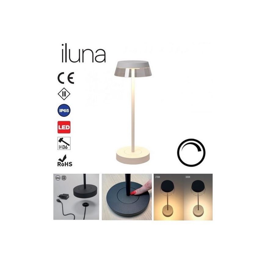 Redo 90306 - LED Dimmable touch table lamp ILUNA LED/2,5W/5V 2700-3000K 3000 mAh IP65 white