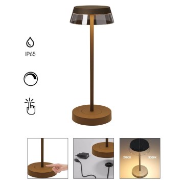 Redo 90308 - LED Dimmable touch table lamp ILUNA LED/2,5W/5V 2700-3000K 3000 mAh IP65 brown