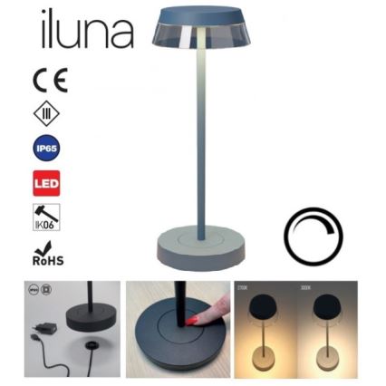Redo 90310 - LED Dimmable touch table lamp ILUNA LED/2,5W/5V 2700-3000K 3000 mAh IP65 blue