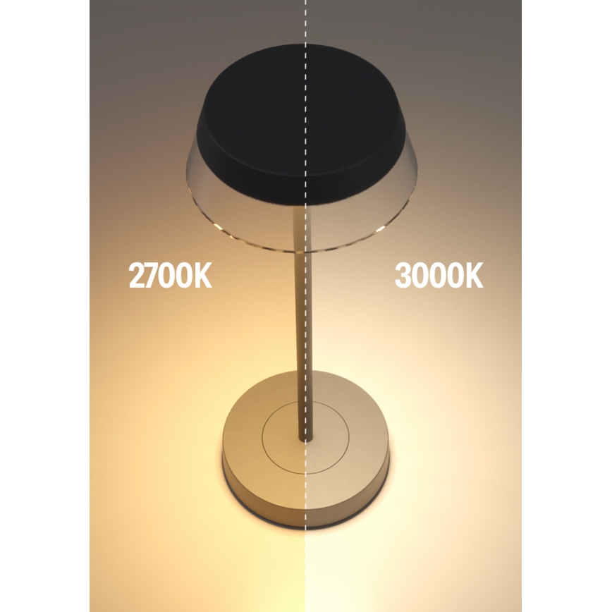 Redo 90312 - LED Dimmable touch table lamp ILUNA LED/2,5W/5V 2700-3000K 3000 mAh IP65 black