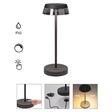 Redo 90312 - LED Dimmable touch table lamp ILUNA LED/2,5W/5V 2700-3000K 3000 mAh IP65 black