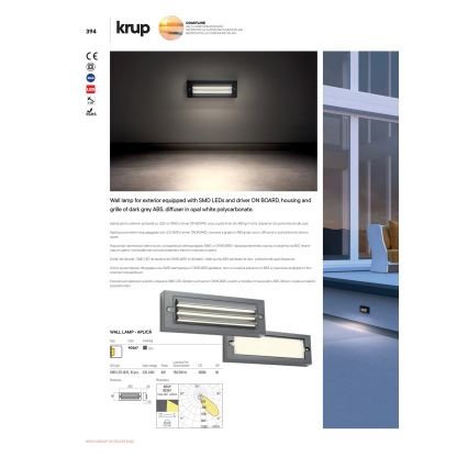 Redo 90330 - LED Outdoor wall light KRUP LED/6W/230V IP65 anthracite