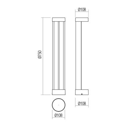 Redo 90365 - ZEUS LED Outdoor Lamp 11.5W/230V 3000K 75 cm IP54 anthracite