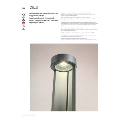Redo 90366 - ZEUS LED Outdoor Lamp, 11.5W/230V, 3000K, 75 cm, IP54, brown