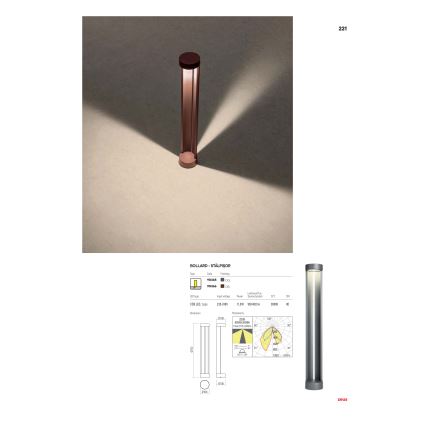 Redo 90366 - ZEUS LED Outdoor Lamp, 11.5W/230V, 3000K, 75 cm, IP54, brown