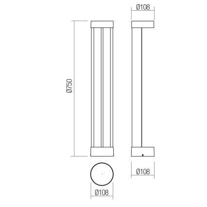 Redo 90366 - ZEUS LED Outdoor Lamp, 11.5W/230V, 3000K, 75 cm, IP54, brown