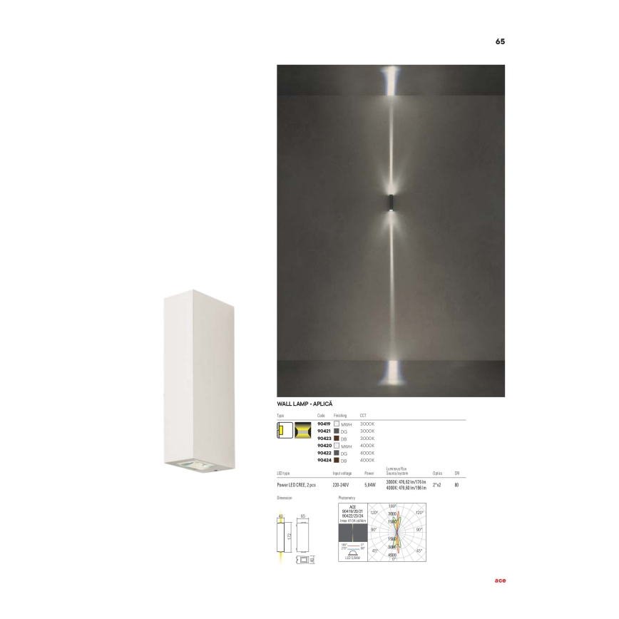 Redo 90421 - LED Outdoor wall light ACE 2xLED/5,84W/230V 3000K IP54 grey