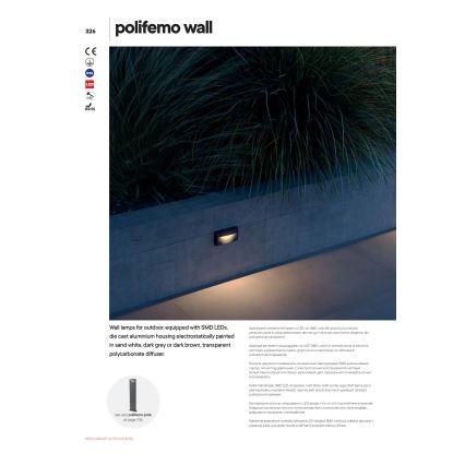 Redo 90426 - LED Outdoor wall light POLIFEMO LED/8W/230V IP65 anthracite