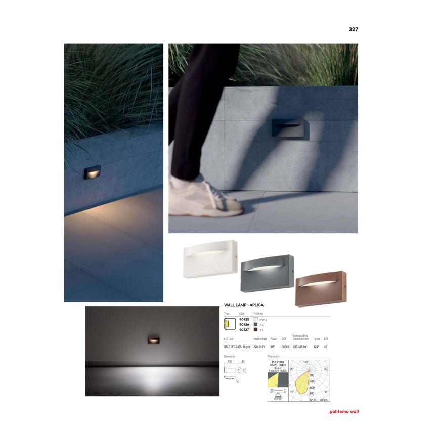 Redo 90426 - LED Outdoor wall light POLIFEMO LED/8W/230V IP65 anthracite
