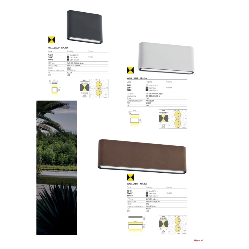 Redo 90453 - LED Outdoor Wall Light KLIPPE LED/24W/230V 3000K IP54 Brown
