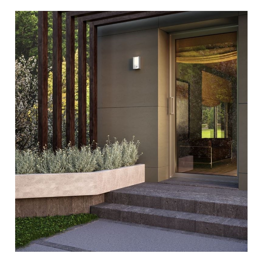 Redo 90486 - LED Outdoor wall light with a sensor WARP LED/8W/230V 3000K IP44 anthracite