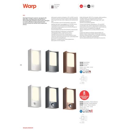 Redo 90487 - LED Outdoor wall light with a sensor WARP LED/8W/230V 3000K IP44 brown